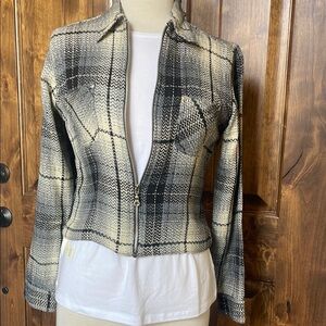 Plaid Black and Cream Women's Jacket